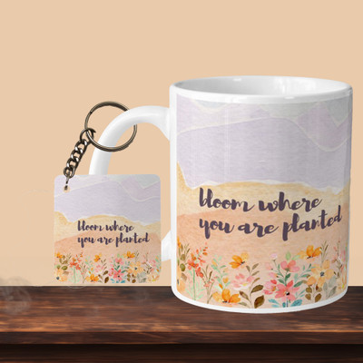 Printhorizon 101_Bloom Where You L-S Ceramic Coffee Mug(330 ml, Pack of 2)