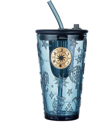 Mevanta Ice Juice Drinks Glass Can with Straw for Milk/Coffee/Green Tea Cup 510ml Glass Coffee Mug(510 ml)