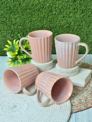 Fabinaliv FLMUG-1017 Ceramic Coffee Mug(300 ml, Pack of 4)