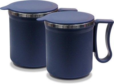 BlueBerry's Set of 2 300ml Tea Coffee with Lid Insulated Steel, Milk Cup Multicolor Stainless Steel Coffee Mug(300 ml, Pack of 2)