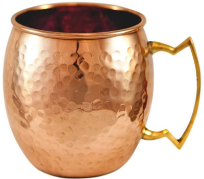 Robin Export Company Premium Quality Copper Unique Design with Brass Handle Copper Coffee Mug(500 ml)
