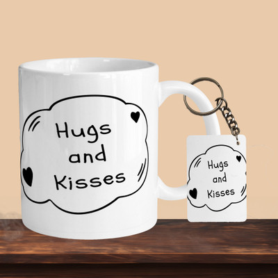 VMSHOPPINGMART 101_Hugs And Kisses R-R Ceramic Coffee Mug(330 ml, Pack of 2)
