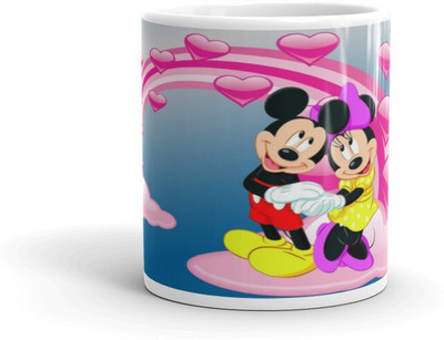 Cheeksy Micky Minnie Love Design Graphical Printed Premium Quality Ceramic Coffee Mug(350 ml)