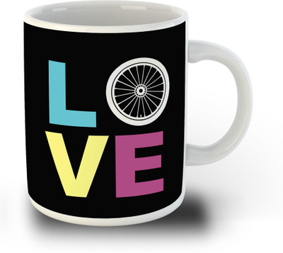FLEXERSTYLE NEW2025-CYCL-WHITEMUG-D325 ml pack of 1 _NEW Ceramic Coffee Mug(325 ml)