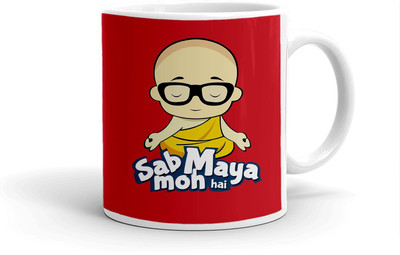Clapcart Sab Moh Maya Hai Designer Printed Ceramic Coffee Mug(325 ml)