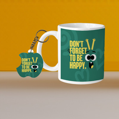AG MALL 101_Perfect for Coffee and Tea - With Keychain VM Don T Forget To Be Happy L A Ceramic Coffee Mug(329 ml, Pack of 2)
