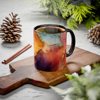 Vihaan Fashions Abstract Marble Art Coffee, 1388-Black Ceramic Coffee Mug(330 ml)