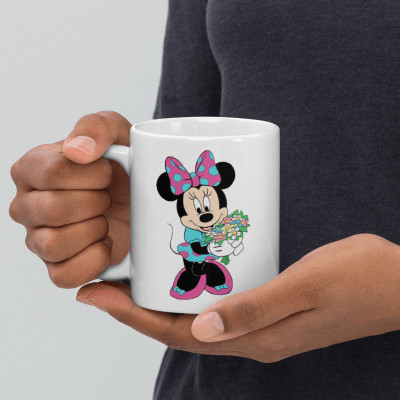 Mr UVD Minnie Mouse With Colorfull Flowers_MUGG Ceramic Coffee Mug(350 ml)