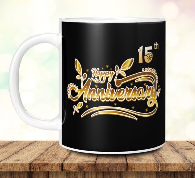 TrendoPrint Happy Anniversary Printed Cup For Girls Boys Friends & Loved Ones-WMHA-06 Ceramic Coffee Mug(350 ml)