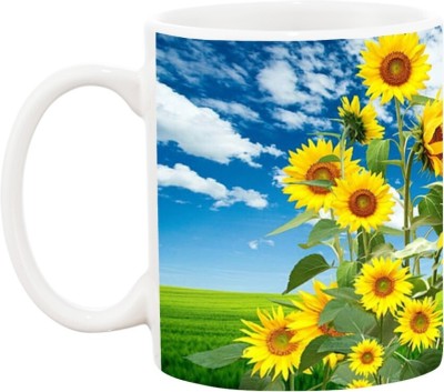 dk printing SUNFLOWERS GOOD LOOKING MUG Ceramic Coffee Mug(350 ml)