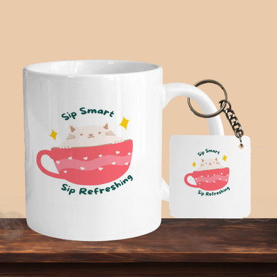 VM SHOPPING MALL Sip Smart Sip Refershing R-S Ceramic Coffee Mug(330 ml, Pack of 2)