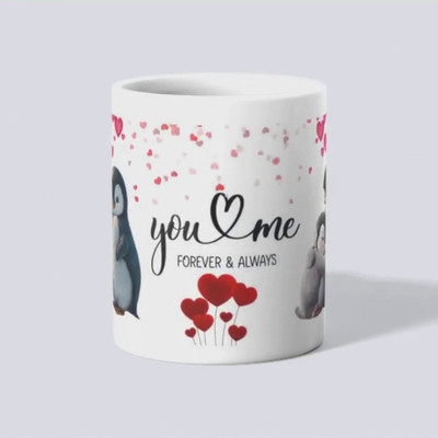 makekart You & Me Forever Penguin Love for Couples – Cute Penguin Edition Ceramic Coffee Mug(325 ml)