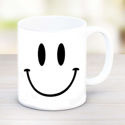 CPH Smiley face printed mug for gift to lovers, friends, sister ,wife, husband Ceramic Coffee Mug(325 ml)