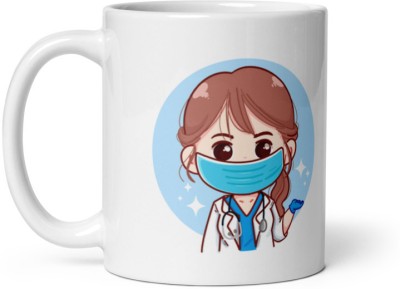 Dr Farfar Cute Little Lady Doctor Ceramic Coffee Mug(350 ml)