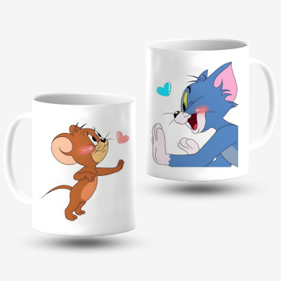 GENX COFFEE MUG Cartoon Print Design For Coffee and Tea With Premium Glossy Finish Ceramic Coffee Mug(350 ml)
