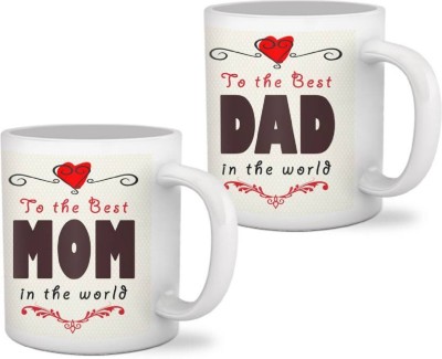 ME&YOU Gift for Father Mother On Birthday Father's Day Mother's Day Anniversary and Special Occasion IZ18PKMU2-009 Ceramic Coffee Mug(325 ml, Pack of 2)