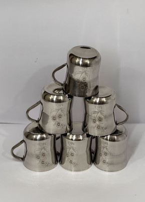 MG SHIPSHOP Tea cup small 200 mL Stainless Steel Coffee Mug(7 ml, Pack of 6)