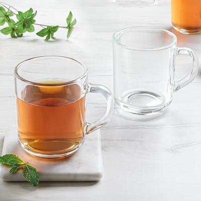 BOROSIL Latte Tea/Coffee Set, Borosilicate Tuff Glass Made in India Cups for Chai Glass Coffee Mug(240 ml, Pack of 2)