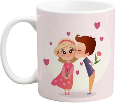 iinfinize Mug Gift For Girlfriend 'Tale of Two Lips' Coffee Valentine Couples Gift Ceramic Coffee Mug(350 ml)