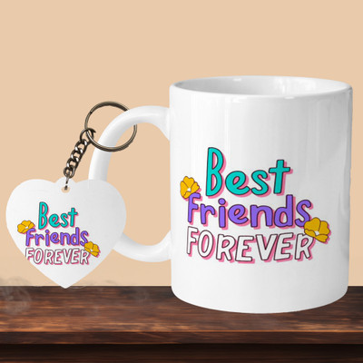 VM MALL 101_Best Friend Forever L-H Ceramic Coffee Mug(330 ml, Pack of 2)