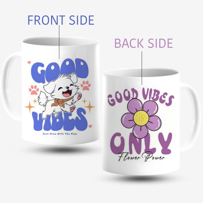 GENX COFFEE MUG Make Your Morning Coffe Special With Our'Good Vibes Only'Print Design Ceramic Coffee Mug(350 ml)