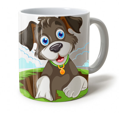 Vihaan Fashions Cute Puppy Cartoon Printed Ceramic Coffee Mug(350 ml)