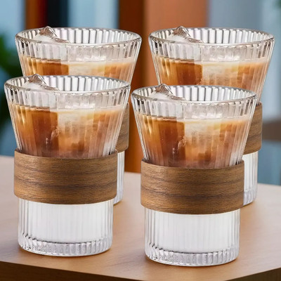 UMAI Glass Tea and Coffees (Set of 4-280ml Each) Glass Coffee Mug(280 ml, Pack of 4)