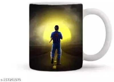 Brandees Ms Dhoni mug Cricket Face , Captain Cool Mahi dhoni Cup Ceramic Coffee Ceramic Coffee Mug(325 ml)