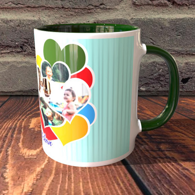 TPA4U Energetic and Fun for Kids TPD59RM8 Green Round Handle Ceramic Coffee Mug(330 ml)