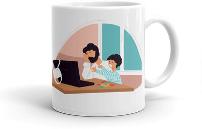 Clapcart Cartoon Man Boy Designer Printed Ceramic Coffee Mug(325 ml)