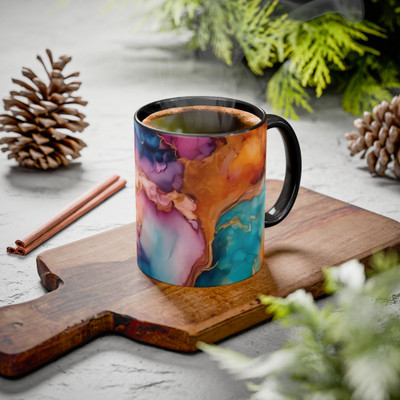 Vihaan Fashions Abstract Marble Art Coffee, 1452-Black Ceramic Coffee Mug(330 ml)