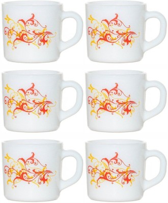 cello DAZZLE STELLA YELLOW SCROLL Opalware Coffee Mug(100 ml, Pack of 6)