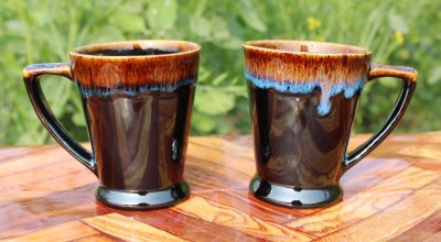 laghima jadon Coffees/Tea/Milk/ Big Size Brown & Black Colour Gloss Finish Bucket shape 2 Piec Ceramic Coffee Mug(250 ml, Pack of 2)