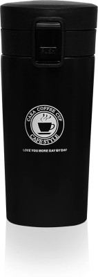 Avadh Enterprises Black Vacuum Insulated Hot & Cold Travel Coffee with Leakproof Lid Reusable Stainless Steel Coffee Mug(350 ml)