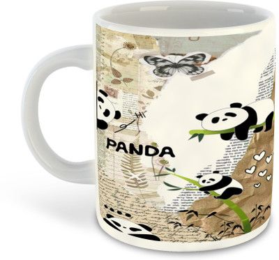 Beyoond Cute Panda Theme Printed White Ceramic Coffee - D16 Ceramic Coffee Mug(325 ml)