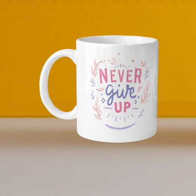 Print Ginnie 101_Perfect for Coffee and Tea - Single Pack VM Never Give Up L Ceramic Coffee Mug(325 ml)