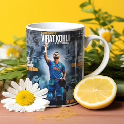 AVISTRA Printed Virat Kohli White Ceramic Coffee 350ml Ceramic Coffee Mug(330 ml)