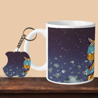 VM SHOPPING MALL Astro Cat L-A Ceramic Coffee Mug(330 ml, Pack of 2)