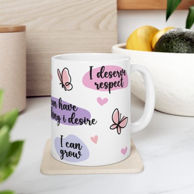Creative Pixel Store Inspirational Self Love Quotes Printed All Over Ceramic Coffee Mug(325 ml)