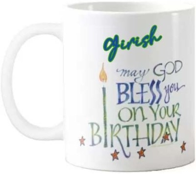 Exocticaa Happy Birthday Gift for Girish HBD Quote 096 Ceramic Coffee Mug(325 ml)