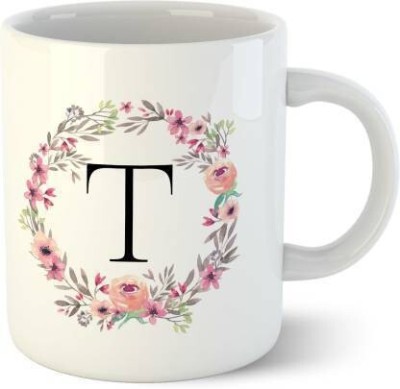 Manorath Name Letter Alphabet T Printed Coffee Cup , Gifts for Brother, Sister, Friends, Ceramic Coffee Mug(345 ml)