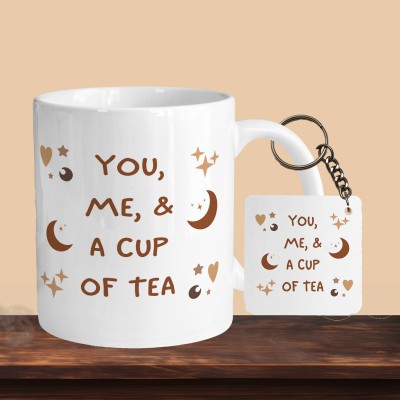 VM SHOPPING MALL You, Me & A Cup Of Tea R-S Ceramic Coffee Mug(330 ml, Pack of 2)