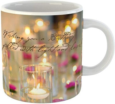 Convay Happy Birthday Joy and Light Ceramic Glossy Ceramic Coffee Mug(330 ml)