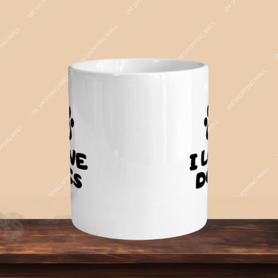 Print Ginnie 101_Perfect for Coffee and Tea - With Keychain VM I Love Dogs L A Ceramic Coffee Mug(325 ml)