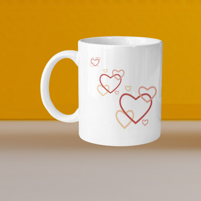 Print Ginnie 101_Perfect for Coffee and Tea - Single Pack VM Hearts L Ceramic Coffee Mug(325 ml)