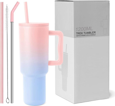 INFIX MART Tumbler Sipper With Handle, Straw And Lid, Double Wall Insulated Vacuum Stainless Steel Tumbler(1200 ml)