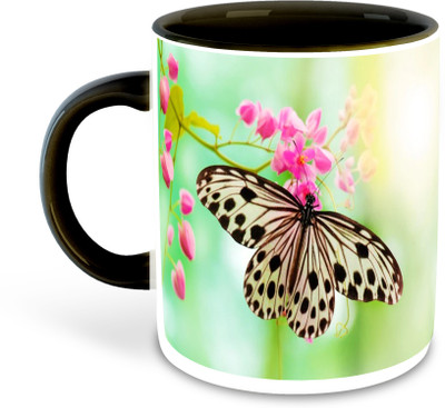whats your kick new-wyk_Butterfly Lover Printed Black Coffee-D17 Ceramic Coffee Mug(325 ml)