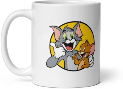 Mr UVD Friends Forever Cat and Dog Ceramic Coffee Mug(350 ml)