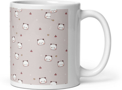 Cheeksy Specially Designed Gloosy Milk Mocha DUDU BUBU Printed Ceramic DBWW014 Ceramic Coffee Mug(350 ml)
