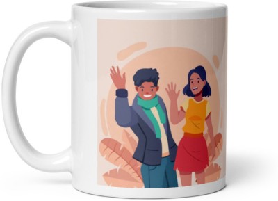 Dr Farfar Love Couples Say Hi Ceramic Coffee Mug(350 ml)